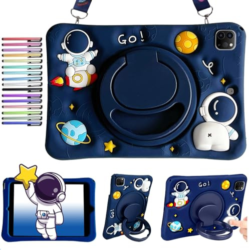 Coque Compatible avec iPad Air 11 Pouces M4/M3/M2 (2026/2025/2024), iPad Air 5e/4e (Modèle 2022/2020, 10,9 Pouces), avec Poignée Rotative à 360°, Bandoulière