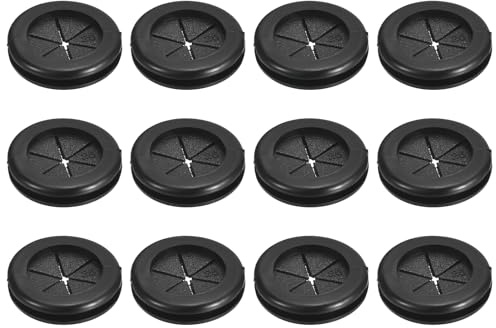 QUARKZMAN 12pz Passacavo 13/16(21mm) ID 1(25mm) Guarnizione per Cavi Passacavo in Gomma Gommini Passacavo Elettrico per Firewall Guarnizione per Cablaggio Elettrico, Nero