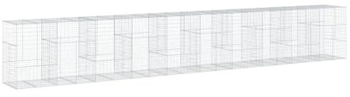 vidaXL Gabionkorg med skydd 1000x100x150 cm galvaniserat järn, gabionkorg, stenmur, gabionmur, gabionkorgar, stenmurar, gabinmurar, gabionvägg