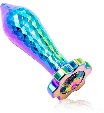 SXOVO Plug Anale Metallo Butt Plug Cyberpunk con Coda di Diamante Analesex Toy per Massaggio Prostata e Masturbazione Anale Toys Sessuali per Donna Uomini (S)