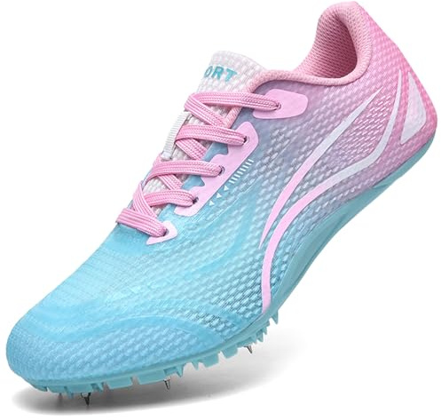 PENXZT Zapatillas de Atletismo para Hombres, niños, niñas, 8 Clavos, Transpirables, para Correr, Saltar y Sprint, de 100 a 400 Metros
