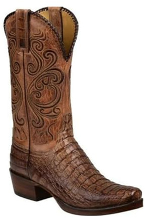 CrtTsks Herren Western Cowboy Stiefel aus Rindsleder Lederstiefel mit Gummisohle Biker Boots mit Reißverschluss Männer Stiefeletten,Braun,45 EU