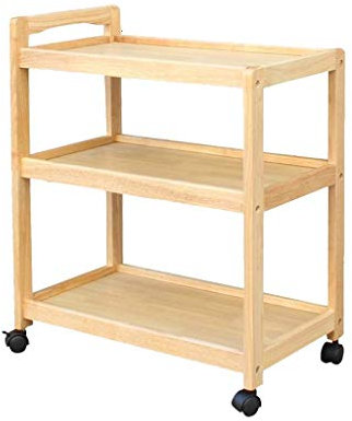 Servierwagen aus Holz mit 3 Etagen, mit Rädern, tragbarer Inselwagen für Zuhause, Büro, Outdoor, Getränkewagen und Aufbewahrungsregal