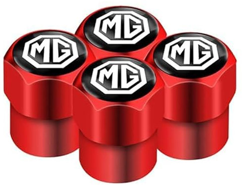 IUYTGTR 4 Stück Auto Ventilkappen, für MG ZS 2017 2018 2019 2020 2021 2022 2023 2024 Leuchtende Reifenkappen, Mit Beschriftung Ventilkappen Auto Reifen Staubkappen,normal-Red