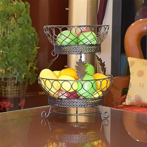 Frutero, Cesta de Frutas, Estante de frutas for encimera de cocina, soporte for cesta de frutas de 2 niveles, frutero for encimera de cocina, granja, cestas de cocina colgantes for verduras, cesta de