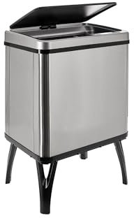 WELL HOME MOBILIARIO & DECORACIÓN - Cubo de basura inteligente, 30 L, apertura automática CON SENSOR o contacto manual, 43x35,5x26 cm, metalizado
