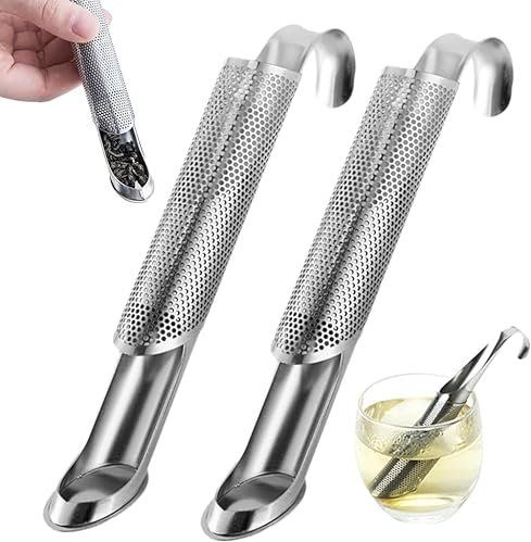 Stainless Steel Tea Diffuser, 2025 Stainless Steel Tea Strainers for Loose Tea Fine Holes Tea Interval Diffuser, Upgrade Tea Infuser Stick Pipe Tea Infuser Long Handle Tea Filters (2 PCS)