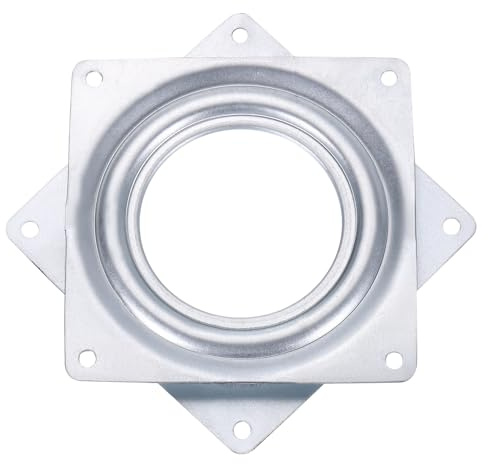 sourcing map 10,2 cm Barhocker-Ersatz, 360 ° drehbar, Lazy Susan Drehteller, quadratischer Kugellager, Drehfußplatte für Liegestuhl oder Tisch, Silber (95 x 8 mm)