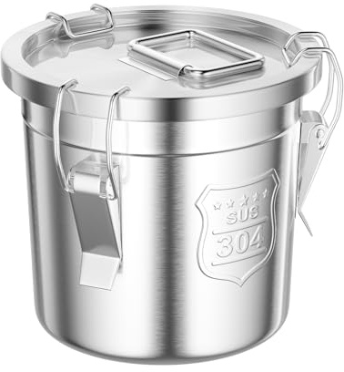 MccoMMon 6L/12L in acciaio inox, contenitore da cucina per alimenti, serbatoio ermetico in acciaio inox, secchio da cucina con coperchio, contenitore per cereali (6L)