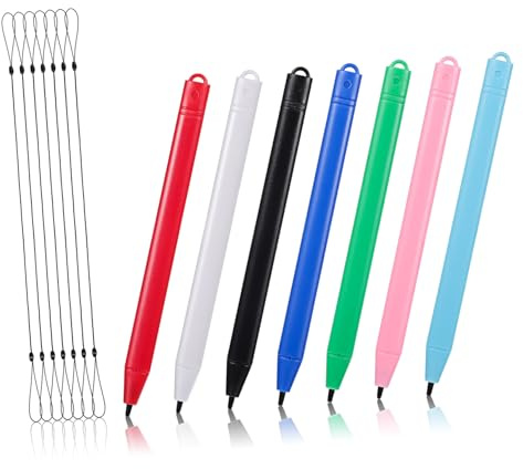 7 Pcs Tablet Screen Pen Stylus for Touchscreen Tablets | Plastic Build, Smooth Writing Feel, Lightweight Portable Set, Includes Tether for Commuting and Drawing