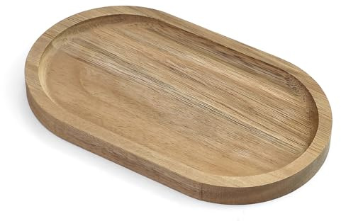 PATRICKWHITE Ovales Serviertablett aus Holz, 20 x 12 x 1,5 cm Ovales Tablett aus Akazienholz, Brown dekoratives Serviertablett, Für Getränke, Desserts, Snacks, Imbisse, Tee, Cafés, Restaurants