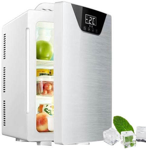 Mini Refrigerador Portátil De 20 litros For Coche, Refrigerador Y Calentador con Sistema De Refrigeración De Tres Núcleos For El Cuidado De La Piel, Alimentos(Silver)