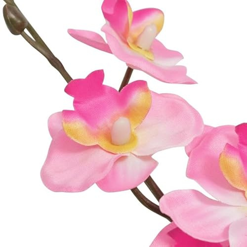 Orchidea artificiale con vaso, 30 cm, rosa, in plastica e filo di ferro, decorazione durevole per soggiorno, ufficio, pianta artificiale di facile manutenzione per interni eleganti