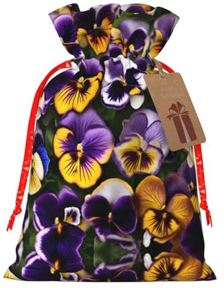 Pansy Perfection Print Print Drawstring Gift Bags,For Holiday Season,Birthdays,Anniversaries And Any Special Occasion