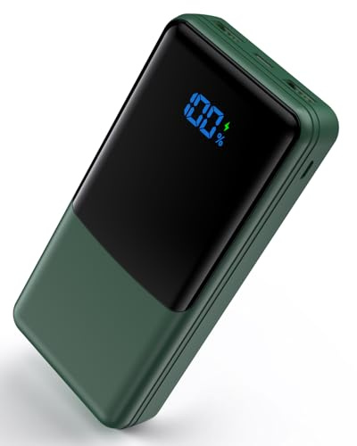 Coblob Power Bank 27000mAh, Powerbank Schnellladefunktion USB C PD 20W Fast Charge, Portable Charger für Samsung Galaxy iPhone Handy, Externe Handyakkus mit LED Display 2 Input & 3 Output (Dunkelgrün) | Fast Portable Charger für Samsung Galaxy iPhone Handy, Externe Handyakkus mit LED Display 2 Input & 3 Output, Dunkelgrün
