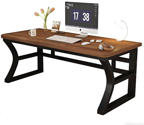 XIGOUZIQU Computertisch Sekretär Holz-Schreibtisch Holzwerkstoff stabil und langlebig for Stabilität Büro,Arbeitszimmer, Wohnzimmer(Brown,80cm(31.49in))
