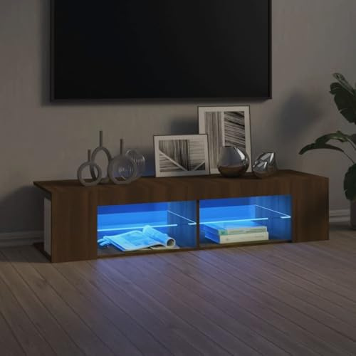 Frdhee Mueble TV Mueble Television Moderno, Mueble de TV con Luces LED marrón Roble 135x39x30 cm Mueble De Television para Salón, Comedor, Dormitorio