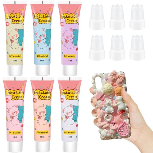 Kit de 6 colores de pegamento en crema para manualidades, scrapbooking, joyería, nail art, decoración de pasteles y más | Suministros de manualidades versátiles y duraderos (6x15g)