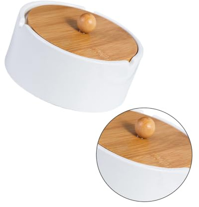 LOORGVEL Cenicero de Cerámica Blanco con Tapa Anti-Viento Cenicero de Escritorio Resistente Diseño Creativo y Base Plana para Hogar y Oficina Accesorio Funcional y Decorativo