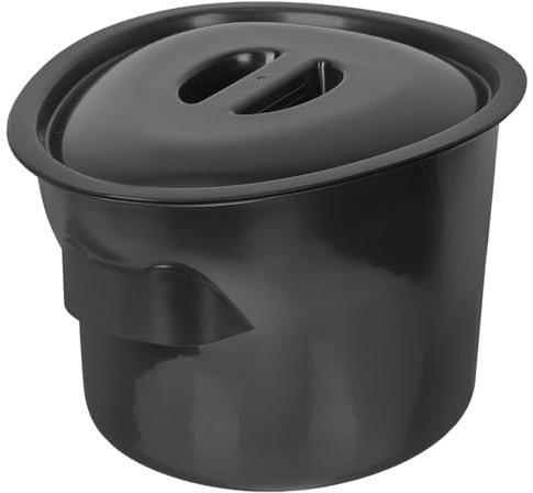 DECHOUS Pot de Chambre Plastique 5 L Noir avec Couvercle Anti-odeurs, Seau Urinoir pour Personnes Âgées, Femmes Enceintes et Patients, Accessoire Hygiène Portable pour Usage Domestique