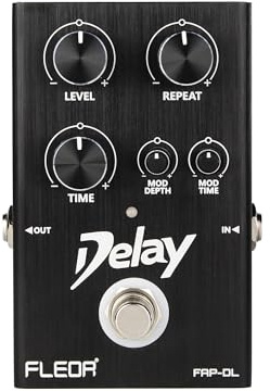 FLEOR Analog-Delay-Pedal mit Modulation, warmen Ambient-Echo-Effekten, True-Bypass-Gitarrenpedal für E-Gitarre, Bass und Synthesizer