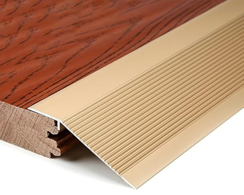 Aluminium Höhenausgleichsprofil 10cm Breit Übergangsprofil/Bodenabschlussprofil für Fliesen Laminat Parkett 0,8-5cm Höhenunterschied Wasserdicht Rostfrei für Innenräume Bad Küche(Gold,0.9m*1 Pack)