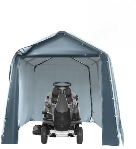 TONFEION Cobertizo para 4 bicicletas, 240 x 240 cm, resistente a la intemperie, tienda de campaña impermeable con puerta con cremallera, tienda de garaje y cobertizo de jardín de polietileno, se puede