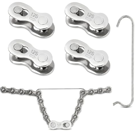 4 Pares de Eslabones Rápidos para Cadena de Bicicleta 12 Velocidades, Conectores Quick Link de Acero con Gancho de Cadena Inoxidable, Cierre Rápido para MTB, Carretera, Reparación y Mantenimiento