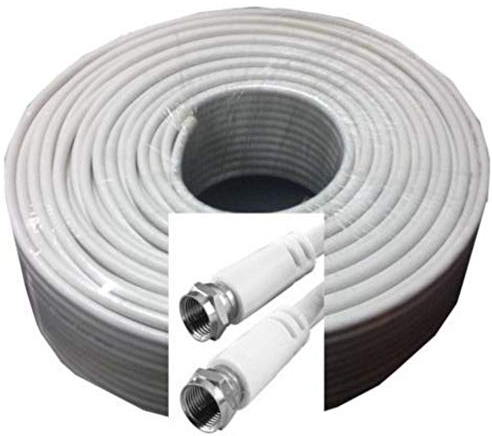 Koaxialkabel Sat Kabel, 20 Meter, Weiß, 95dB Koax Antennenkabel | Satellitenkabel, für DVB-S / S2 DVB-C und DVB-T BK Anlagen, Full HD
