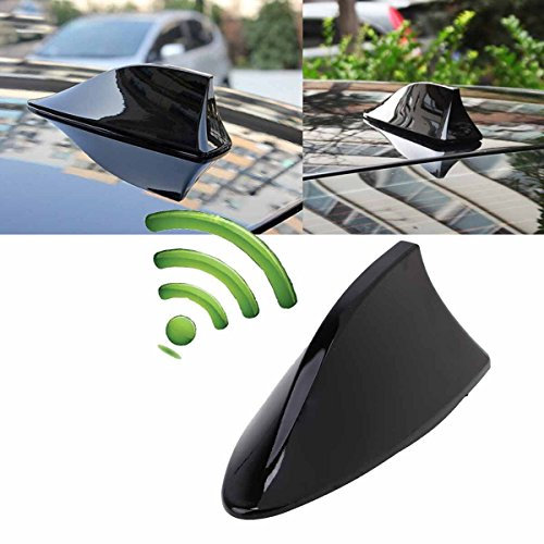 Possbay Car Shark Fin Antenna Aerial Universal AM FM Radio Signal For Auto SUV Truck Van with Adhesive Base (Black)