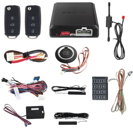 Easyguard PKE Arranque de Coche Sistema de Alarma con Mando a Distancia Push Start Stop botón Touch contraseña Entrada sin Cortar espadín FSK tecnología código Rolling ec002-v-ns
