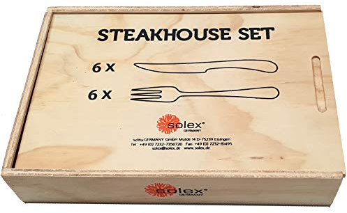 Solex Lena Besteckset Steakbesteck 12 teilig für 6 Personen inklusive Holzbox