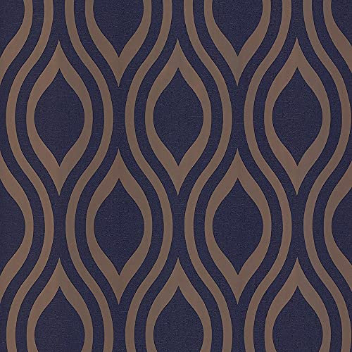 Arthouse Navy Gold Wallpaper Lux Ogee 910203 Full Roll
