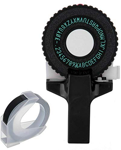 BAAQII - Mini macchina da scrivere Manual Embossing Label Maker Starter con 1 rotolo di nastro adesivo per stampante Motex E-101