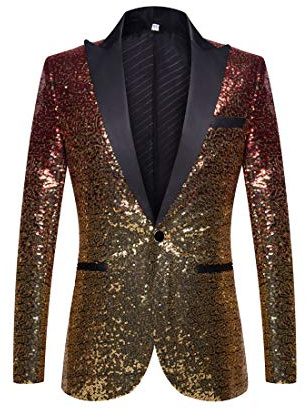PYJTRL Men Fashion Gradual Change Color Sequins Suit Jacket