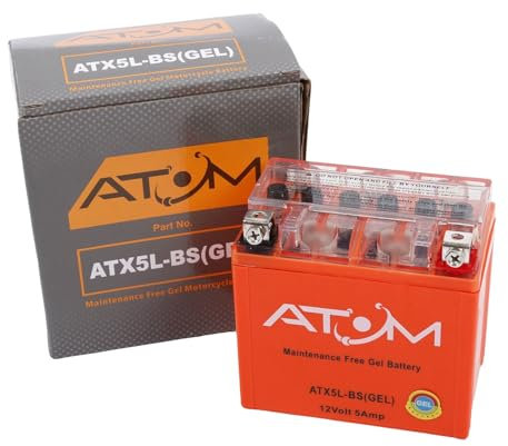 ATX5L-BS - Atom Gel Motorcycle Battery Factory Sealed 12V 5Ah
