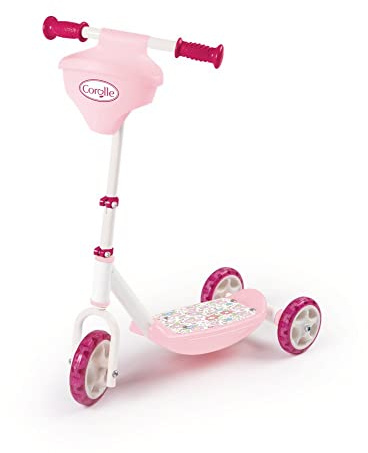 Smoby - Corolle - Patinette 3 Roues - Trottinette Enfant - Roues Silencieuses - Porte Poupon Intégré - Guidon Réglable Jusqu'à 67 cms - A Partir de 3 Ans