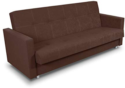 Sofnet - Bettsofa Dave mit Schlaffunktion, Bettkasten (Braun, Suedine 26) | Polstersofa mit Bettkasten, Schlafsofa, Sofa, Veloursstoff, große Schlaffläche, platzsparend, modernes Design