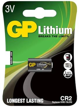 GP CR2 3V Lithium Battery, Also Known as CR17355 Battery, e.g. for Photo Accessories, Smart Home, Alarm Systems, etc. 1 Piece in Original Blister Packaging
