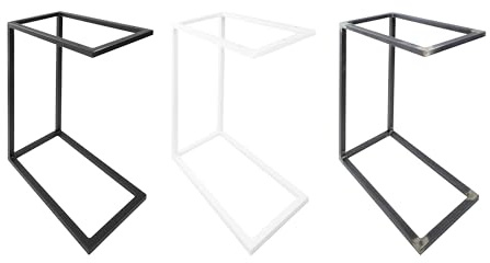 Natural Goods Berlin 1x Beistelltisch C-Form | Laptoptisch aus Metall und Holz | Couchtisch Sofa Kaffeetisch Sessel | praktische Ablage | Nachttisch Unterschieben (ohne Tischplatte, Schwarz)