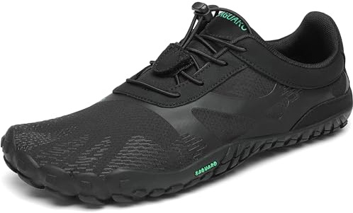 SAGUARO Barfußschuhe Herren Damen Barfussschuhe Traillaufschuhe Zehen Training Fitnessschuhe Outdoor Barfuss Wanderschuhe Atmungsaktiv Schnell Trocknend Badeschuhe, Tinte schwarz, 46 EU