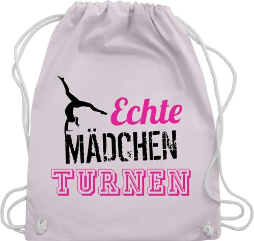Shirtracer Turnbeutel Rucksack - Kinder Sport Kleidung - Echte Mädchen turnen fuchsia - schwarz - Unisize - Pastell Rosa - gymnastics bag girls kinderturnbeutel 25. geburtstag turn stoffrucksack
