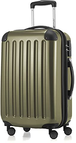 HAUPTSTADTKOFFER Alex - Handgepäck, 55 x 35 x 20 cm, 4 Rollen, 42 Liter, Reisekoffer, Hartschalenkoffer, Rollkoffer, Bordgepäck Koffer, erweiterbar, Avocado