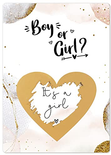 JoliCoon Rubbelkarte Geschlecht verkünden, It's a girl, Gender Reveal Party | 350g Designerpapier, fühlbare UV-Lack-Veredelung, für Gender-Reveal-Partys, Premium-Papeterie