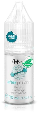 Inkness After Piercing Pflege Lotion 10ml - Unterstützt Piercing Entzündung & Heilung - Piercing Aftercare für Ohr Nase Bauchnabel mit 99% natürliche Inhaltsstoffen + D-Panthenol & Hamamelis