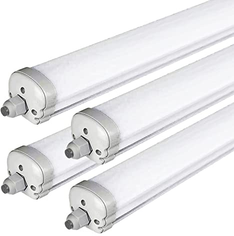 ZONE LED SET - LED Feuchtraumleuchte, 120cm, 36W, 4320 Lumen, Kaltweiß 6500K, IP65, LED Röhrenlampe, Kellerleuchte, Nassraumleuchte, Feuchtraum Deckenleuchte, (4-er Pack)