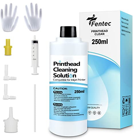 FENTEC Druckkopfreiniger Düsenreiniger Druckerreinigungset 250 ML Druckkopf Reiniger für Druckkopfreiniger Epson HP Canon Brother Tintenstrahl Drucker