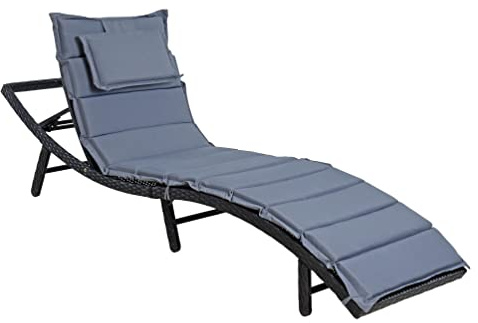 ESTEXO Polyrattan Sonnenliege Gartenliege XXL Strandliege Freizeitliege Rattan Liege Relaxliege Schwarz