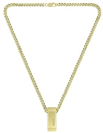 BOSS Jewelry Collar de Cadena para Hombre Colección CARTER en Oro Amarillo con una Placa Grabada - 1580319