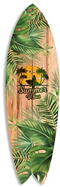 DECLINA Surfbräda, alu-dibond-tryck, väggdekoration, surfdekor, surfbräda, sommarvibes surfbräda, 100 x 30 cm